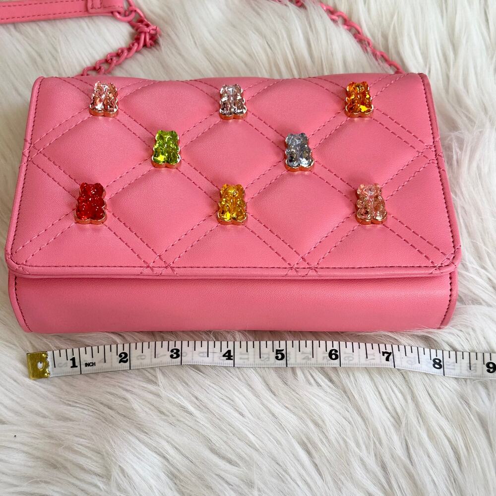 Betsey Johnson Sybil G Quilted Crossbody Gummy Bear Bag Faux Leather, Pink - Picture 9 of 9